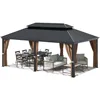 12'x20' Hardtop Metal Gazebo, Outdoor Galvanized Steel Double Roof Canopy, Aluminum Frame Permanent Pavilion 2