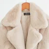 Winter Women High Quality Faux Rabbit Fur Coat Luxury Long Fur Coat Loose Lapel OverCoat Thick Warm Plus Size Female Plush Coats 6