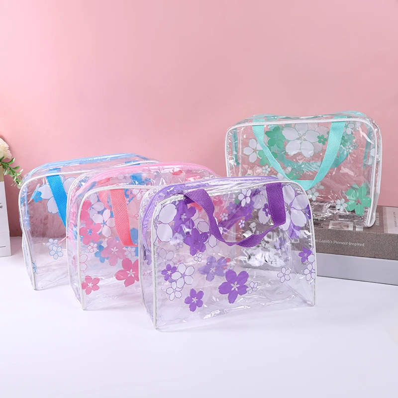 화장품 세면도구 지퍼백 파우치 투명 플라스틱 PVC 여행용 메이크업 가방