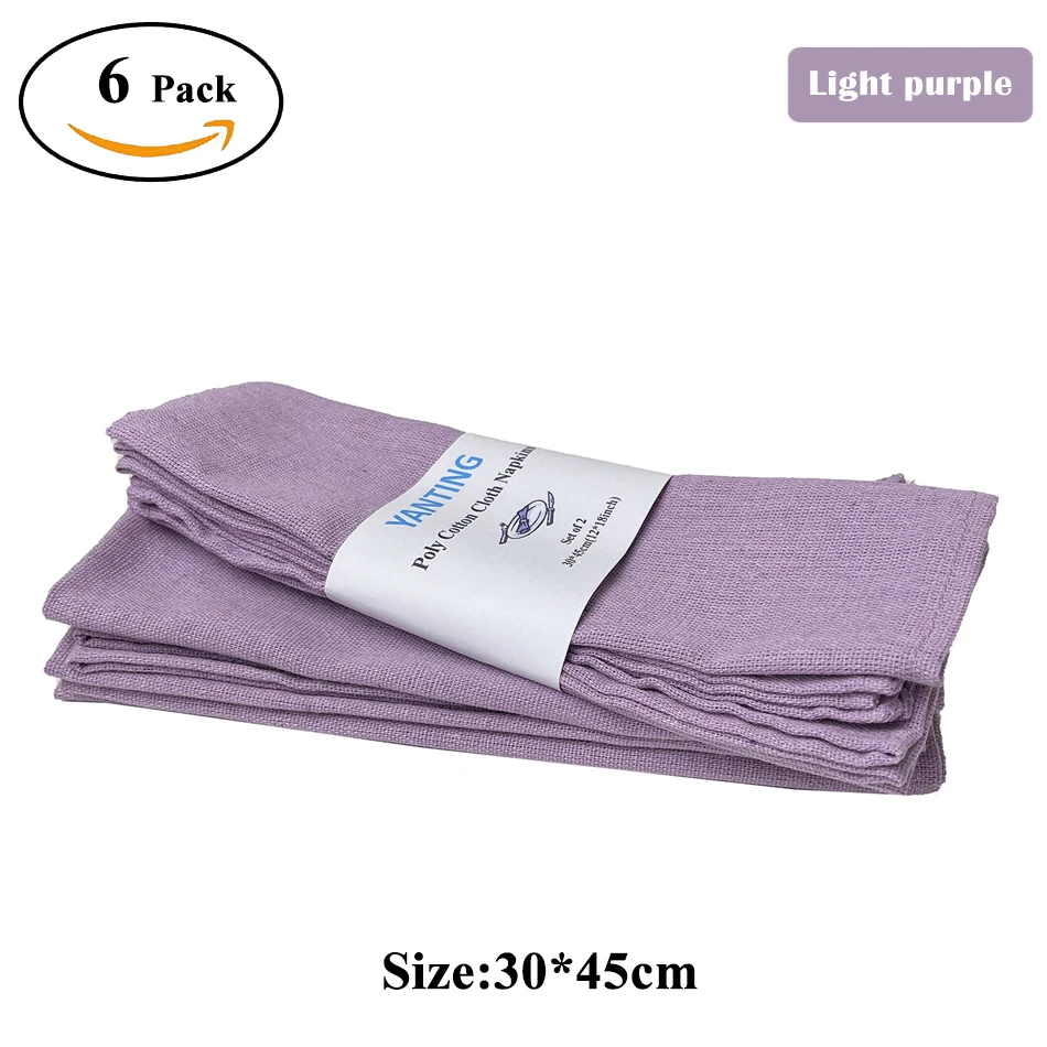 Set Of 6 30X45CM Purple Cloth Napkins  Reusable Washable Table Placemat For WeddingParty Home Dining table Decoration