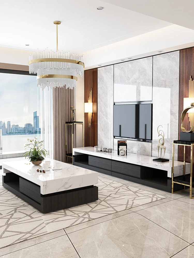 

Nordic TV cabinet, floor cabinet, living room marble TV cabinet