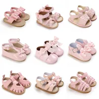Pink Baby Bow Princess Shoes For 0-1 Year Old Baby Girls With Rubber Soles For Indoor and Outdoor Parties and Wedding Dresses 1