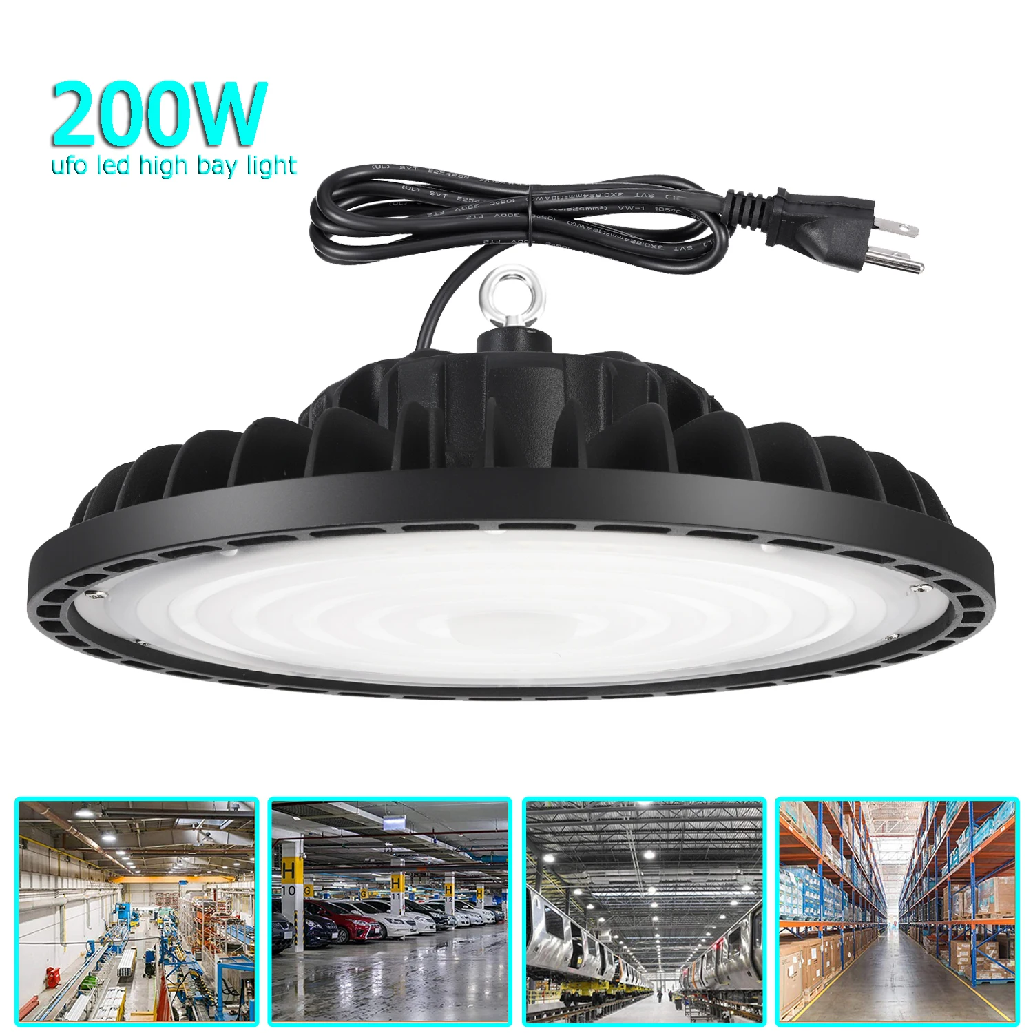 

200W UFO Led High Bay Light 85-277V 200 Watts Commercial Industrial Warehouse Factory Shop Garage Gym Lighting Fixture 6000K