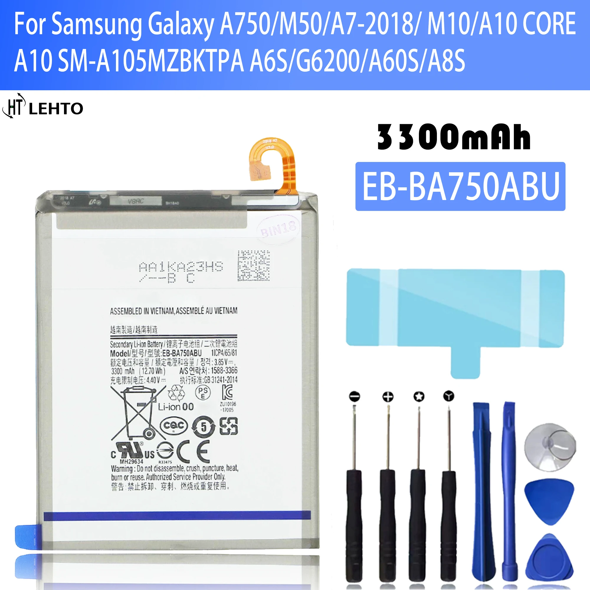 

EB-BA750ABU Battery For SAMSUNG Galaxy A7 2018 Version A730x A750 SM-A730x A10 SM-A750F A105FN Quality phone Batteries