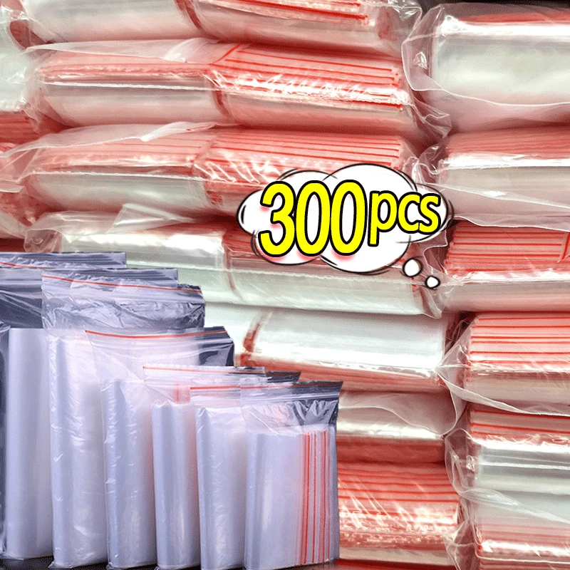

100/300 шт. утолщенные герметичные пакеты на молнии, прозрачный пластиковый пакет для хранения небольших ювелирных изделий, пищевая упаковка, закрывающийся пакет для застежки-молнии