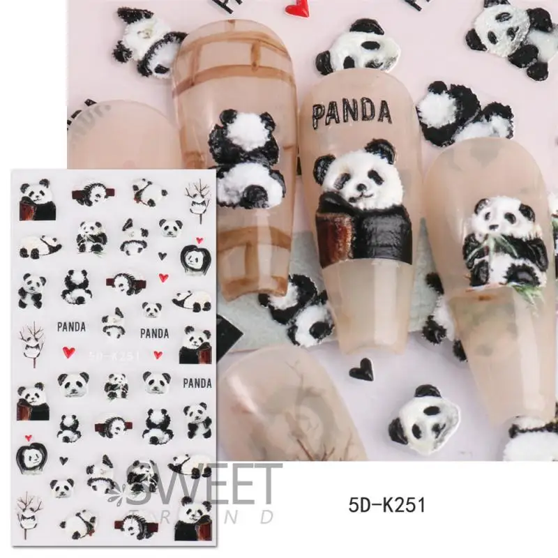 

Panda Stickers 10.5*6cm Three-dimensional Relief Panda Cute Nail Stickers 5g The New Nail Accessories Bamboo Nail Art Sticker