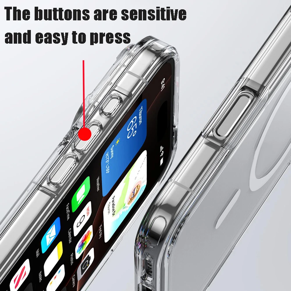 Magnetic Clear Phone Case with Anti-Yellowing and Wireless Charging Compatibility