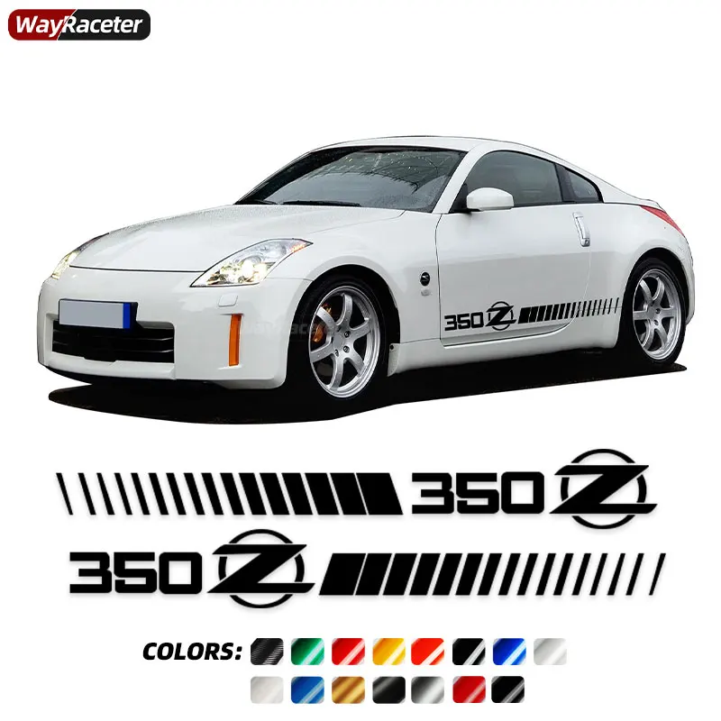 2 Pcs Racing Sport Car Door Side Stripes Skirt Sticker Body Graphics