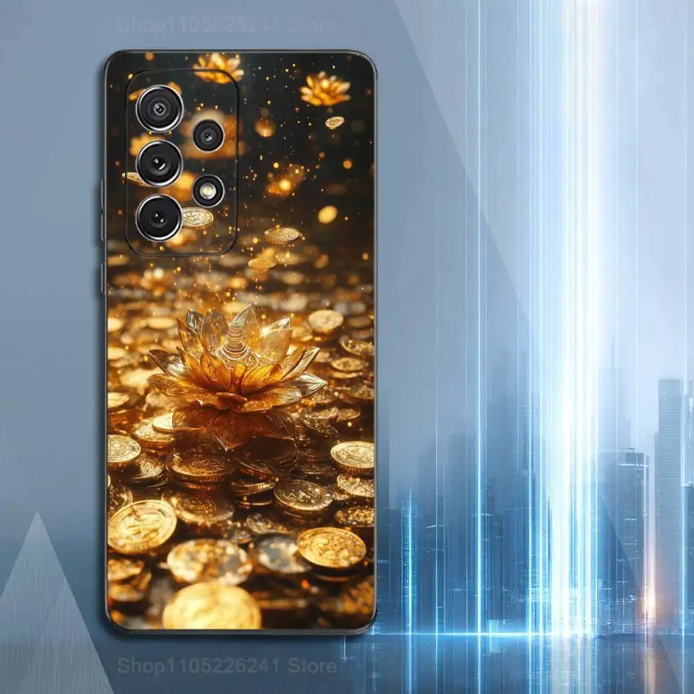 Luxurious Dazzling Gold Silicone Phone Case in Sleek Black
