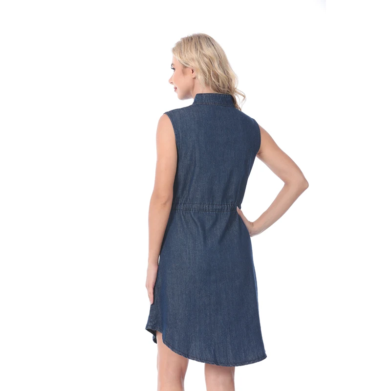 Maternity Sleeveless Dress Soft Denim Pregnant Clothes Adjustable Waistband Breastfeeding Wear Plus Size S to XXXL