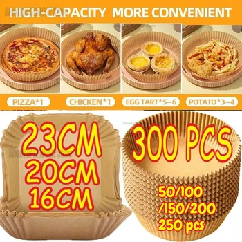 Cooking Paper Air Fryer Disposable Paper Square Round Baking Barbecue Plate NonStick Mat Kitchen Oven Oil Absorbing Paper Tool 1