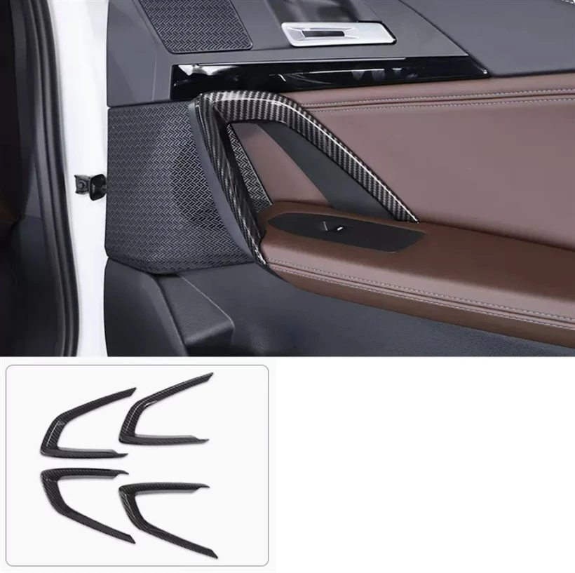 

For BMW X1 2023 Interior Accessories Inner Side Car Door Handle Pull Bowl Cover Trim Carbon Fiber Look