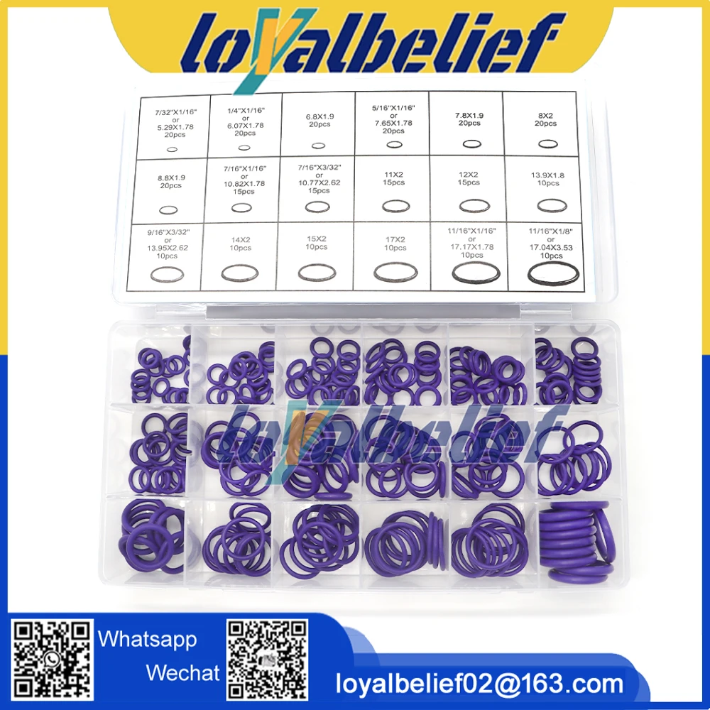Ac Aria Condizionata Compressore O-Ring In Gomma 270 Pz R22/R134A Guarnizione Di Riparazione 18 Dimensioni O-Ring Kit Verde Metrico O-Ring Guarnizioni