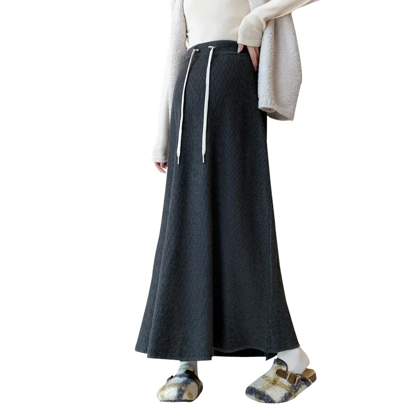 Autumn Maternity New Comfortable Wool Knitted Skirt Casual Wide Slimming Mid Length Umbrella Skirt for Pregnant Women Pregnancy