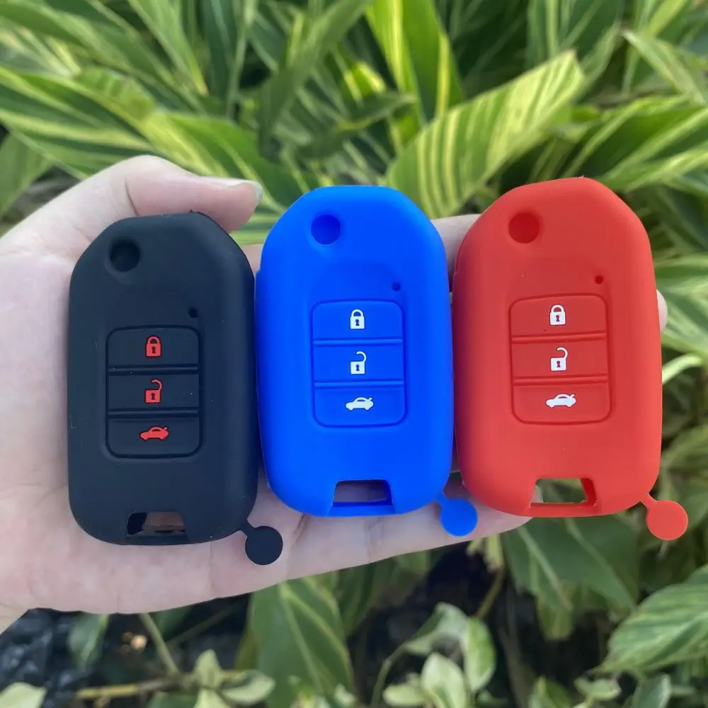 2 3 Buttons Silicone Car Key Cover Protect Skin Shell Rubber Case for Honda Accord 9 Crider Civic Jade SPIRIOR CR-V Fit Flip Key key case key case cover car key shell remote control case cover flip key fob shell