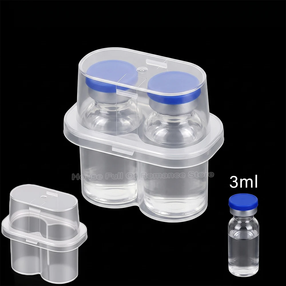 2슬롯 페니실린 병 케이스 냉장고 정리함용 펩타이드 보관함 휴대용 3ml 유리 바이알 마이크로튜브 안전 홀더 박스