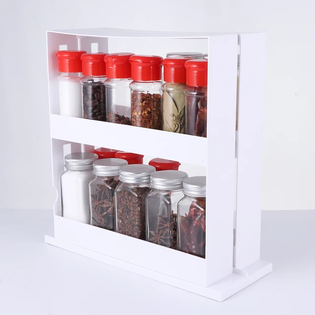 2 Layer Storage Kitchen Rotating Organize Spices Jar Bottle Storage Rack  Kitchen Bottle Storage Organizer Shelves Slide Cabinet - AliExpress