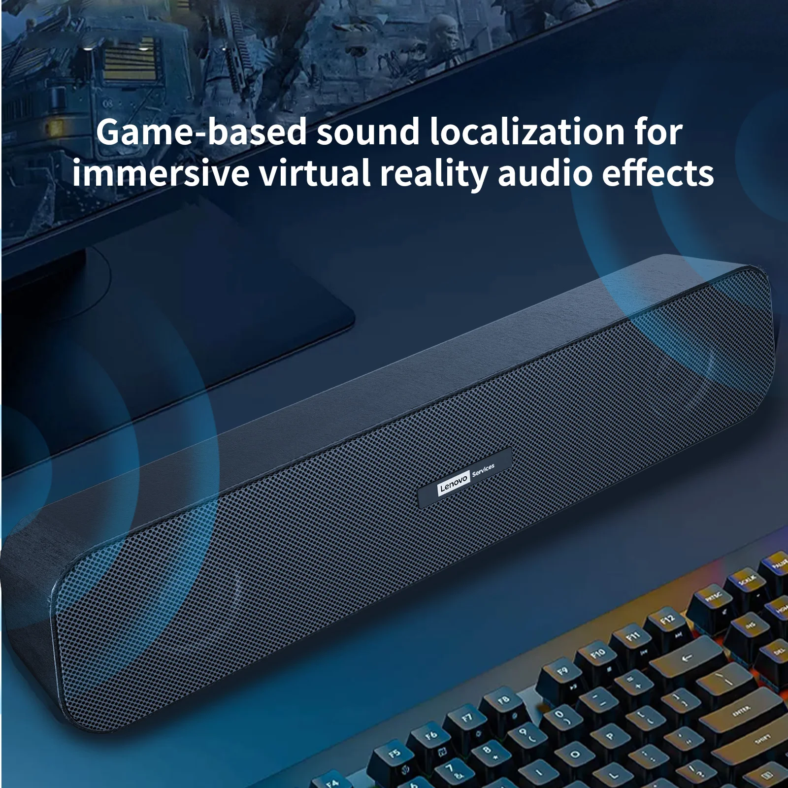 레노버 USB 스테레오 데스크탑 스피커 딥 베이스 뮤직 플레이어 휴대용 3D 서라운드 라우드스피커 오디오 플레이어 PC 노트북 데스크탑용