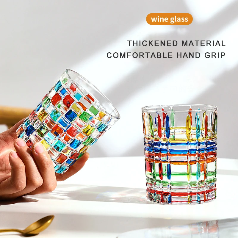 300ML Stained Crystal Glasses Unusual Glass Cups Aesthetic European Style Vintage Glassware glass water cup double wall glass cup