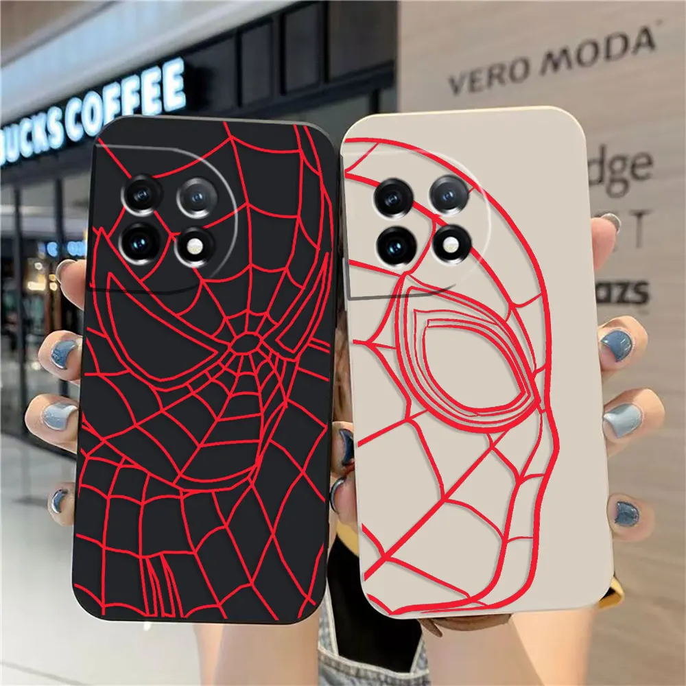 Custodia Per Oneplus 5 6 9 9R 8 8T 7 7T A3 2 2V Nord 3 2 Lite Pro Custodia In Silicone Liquido Semplice Marvel Spider-Man Red Line