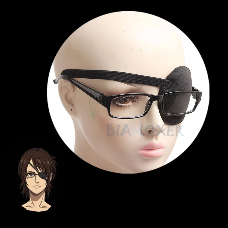 holidays costumes Anime Hanji Zoe Cosplay Glasses Eye Blindfold Prop Hanji Eyewear Black-rimmed Glasses Cosplay Accessories Daily Wear for Adult yandy costumes Cosplay Costumes