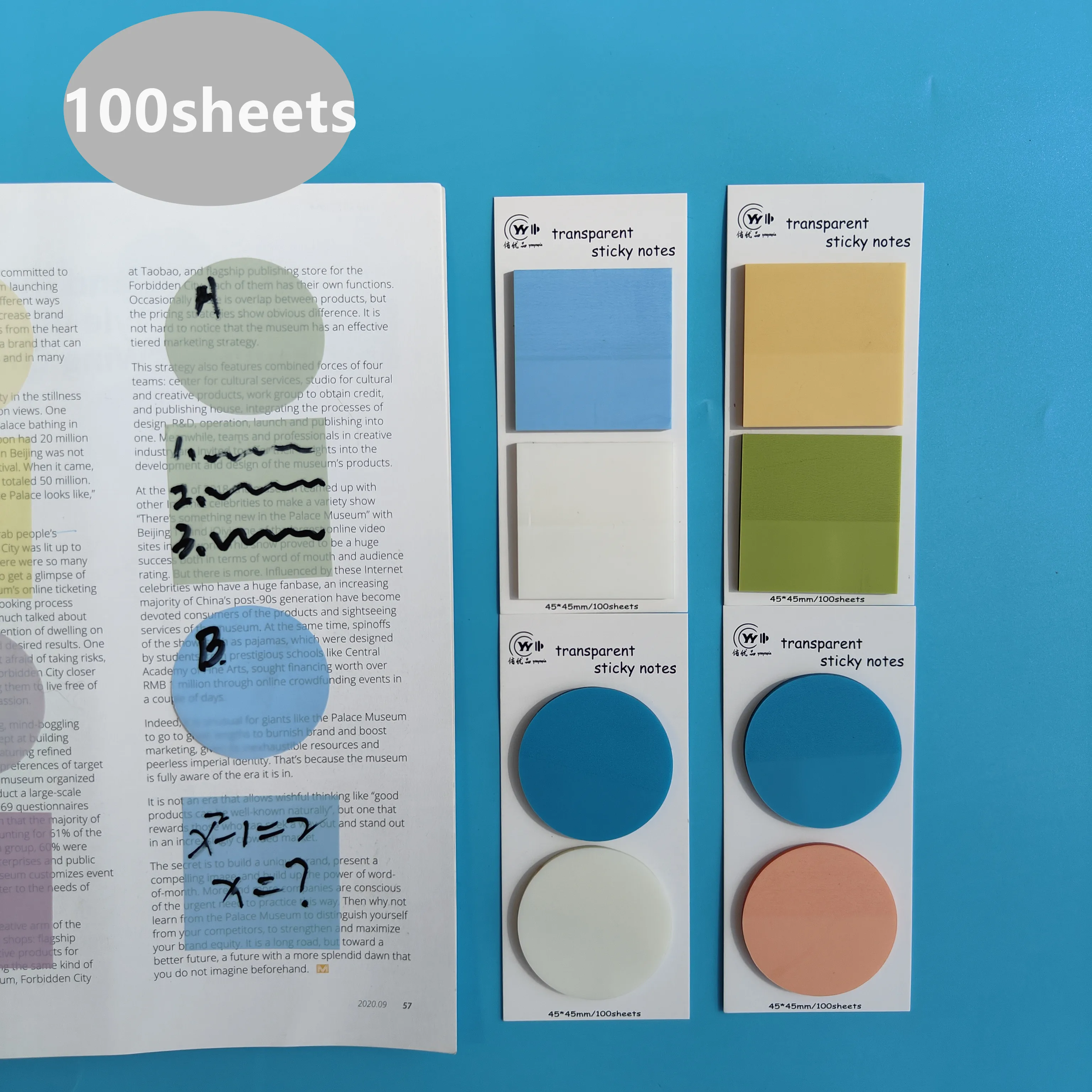 100 Sheets Posted It Transparent Sticky Notes Self-Adhesive Annotation Books Notepad Bookmarks Memo Pad Index Tabs Stationery 300 sheets posted it transparentes self adhesive sticky notes annotation reading books index bookmarks tabs stationery kawaii