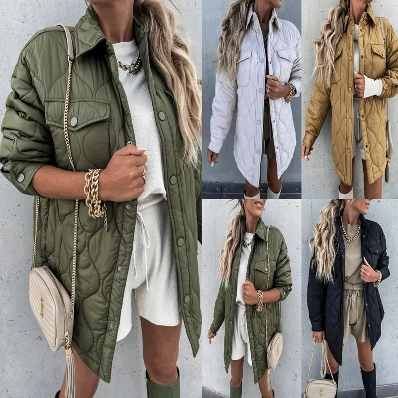 

Winter Jacket Women Parkas Plaid Lapel Single Breasted Padded Casual Streetwear Loose Autumn Winter Coat Woman Lugentolo