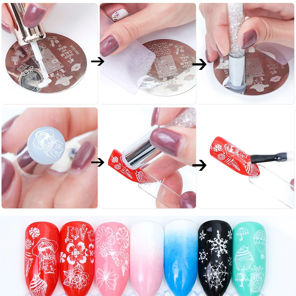 네일 스탬프 플레이트 나비 폴란드어 전송 스텐실 꽃 기하학 DIY 템플릿 네일 도구 1PC