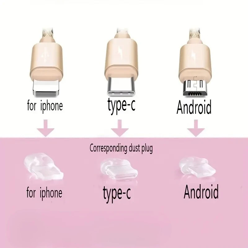 2pcs/Set Cartoon Bear Mobile Phone Dust Plug for IPhone Type-C Couple Dust Plug Accessory Decoration