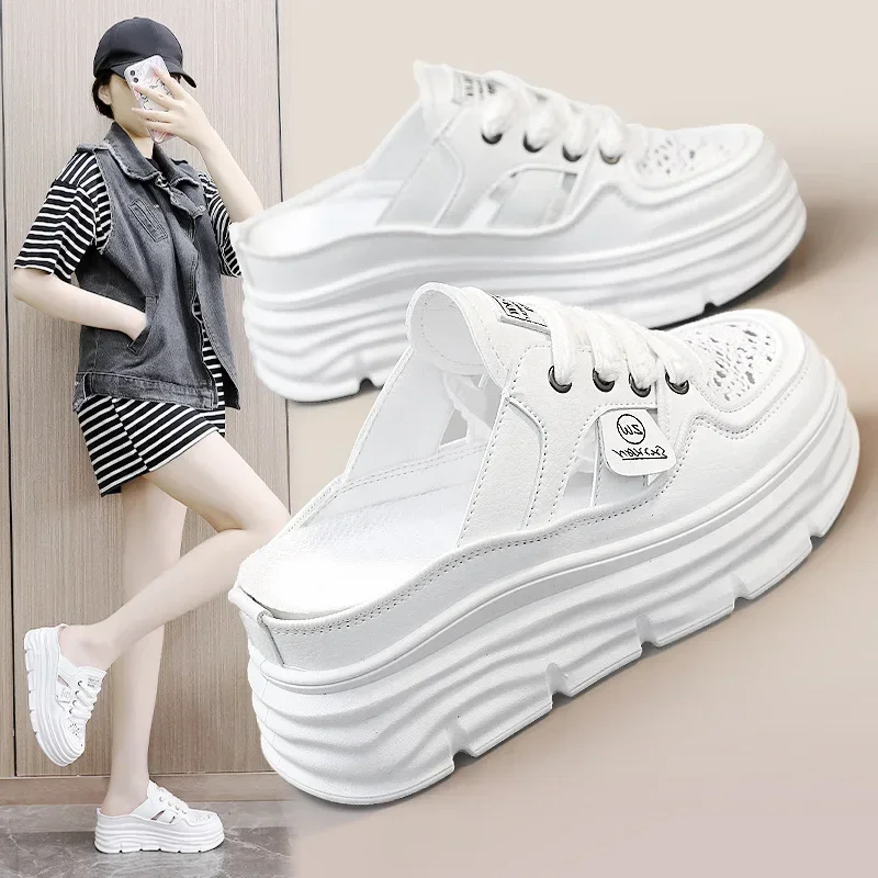 

Breathable Women's Shoes 2024 Summer Cutout Thick-Sole Plus Size Heightened Fabric Casual Shoes Fashion Women's Sandals