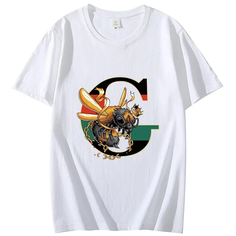 

2024 Newest Men's Summer Luxury Bee Print Y2k T-shirt Ladies Short Sleeved Tees Clothing Loose Pure100%Cotton Soft Tops Overside