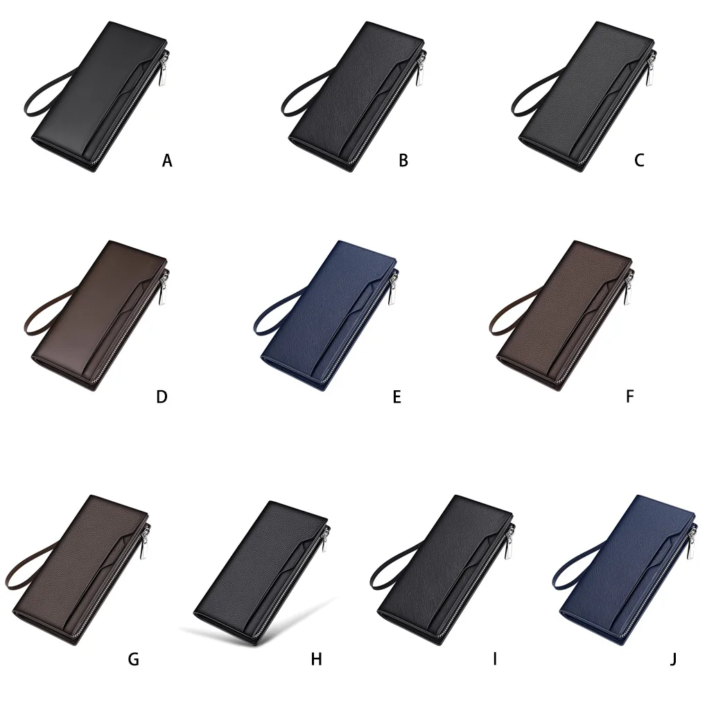 

Кожаный мужской кошелек, стильный однотонный сменный держатель для визиток, фотопапка кошелек, бумажник 3-fold Type 3