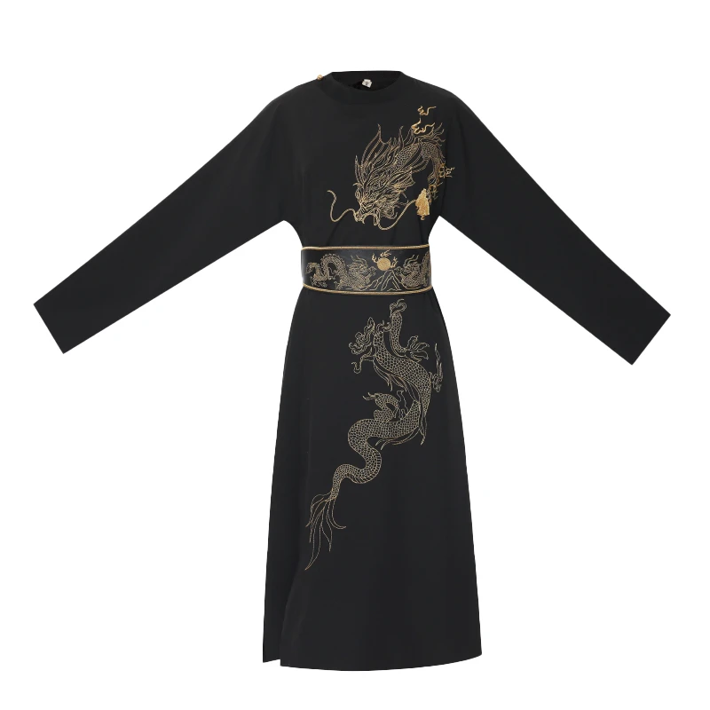 Tang Ming Dynasty Hanfu Male Modern China Traditional Embroidery Unisex Women Men Round Neck Robe Chinese