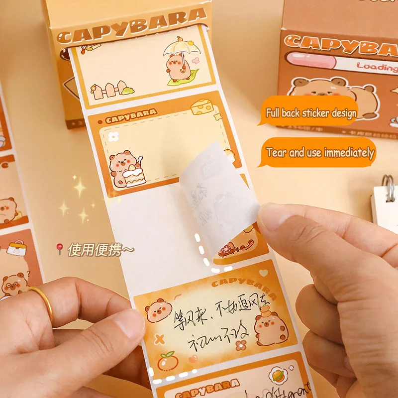 256 Sheets/Box Square Capybara Pull Out Sticky Notes Stickable Decoration Message-Leaving Note Stationery Office School Supplies 4