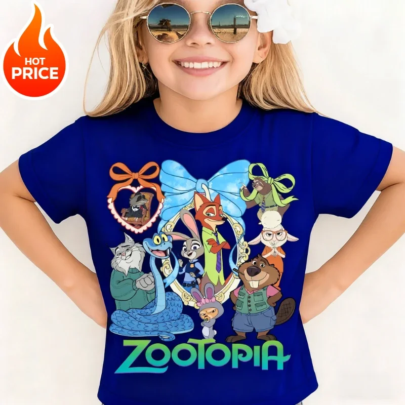 Crazy Town 2 Nick Judy 디즈니 소년 소녀 새 여름 티셔츠 캐주얼 아동용 순수 코튼 반팔 셔츠