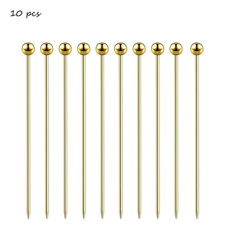 10 Pcs 304 Stainless Steel Food Picks Reusable Cocktail Sticks Reusable Drink Picks Martini Toothpicks Fruit cocktail skewers
