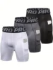 3 Pack Compression Shorts Men with Phone Pocket, Spandex Running Shorts Sport Athletic Workout Performance Underwear