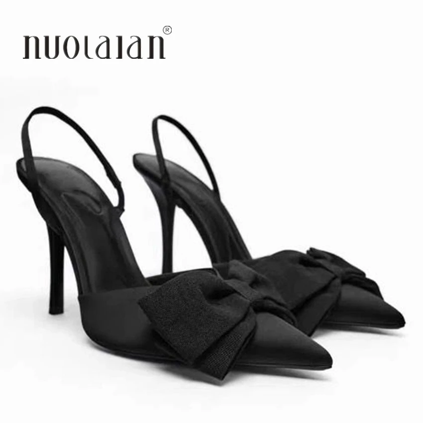 Sexy High Heels Women Bowknot Design Pointed Toe Party Banquet Shoes Fashion Elegant Slingbacks Sandals Woman Zapatos De Mujer