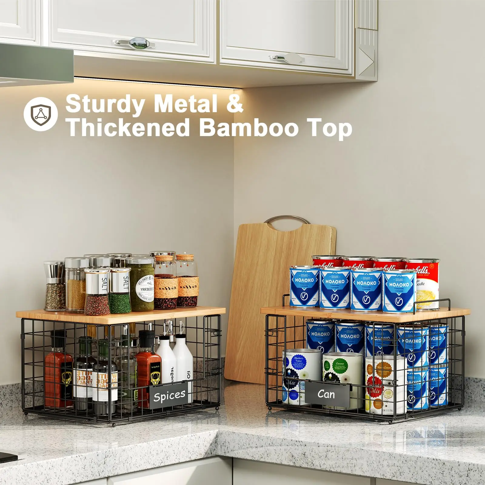 Cesto per frutta per bancone da cucina, cesto per frutta | Cesto per frutta, cesto per verdure, 2 ripiani, supporto per frutta in filo metallico, organizer da cucina