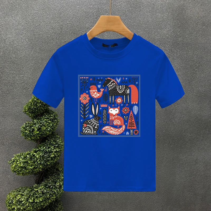 2024 caldo di stile della Corea maglietta di marca 100% cotone dipinto a mano Zoo stampato Tees estate Haruku donne T-shirt a maniche corte_voghion.com