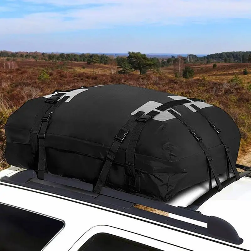 

Cargo Bag Rooftop Car Rooftop Cargo Carrier Bag With 15 Cubic Feet Capacity 600D Oxford Cloth Waterproof Soft Car Roof Bag For