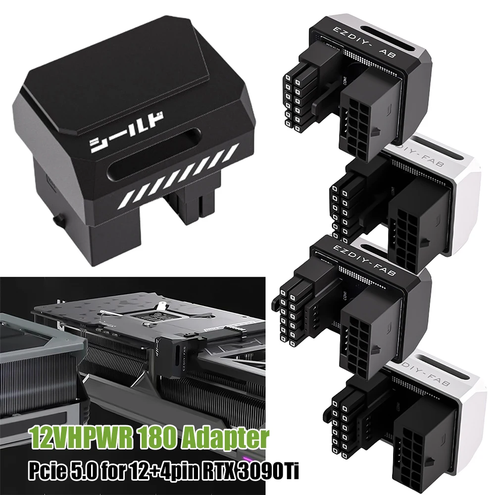 Adaptateur 12V 12VHPWR 180, connecteur d'alimentation GPU 16 broches mâle à femelle Pcie 5.0 STD/RVS pour 12 + 4 broches RTX 3090Ti 4070Ti