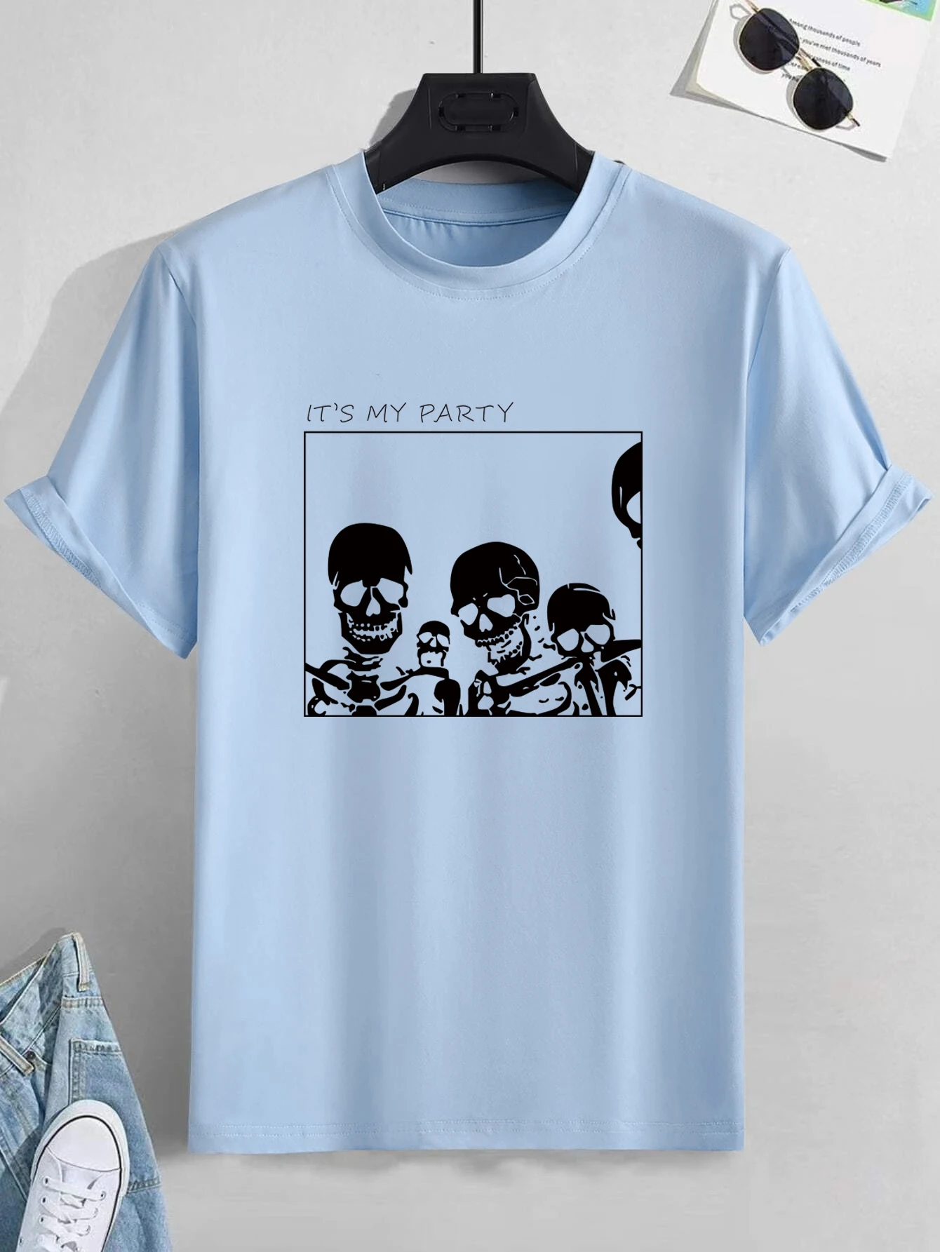 Men's Skull Graphic Loose Casual Short Sleeve Couple T-shirt_voghion.com