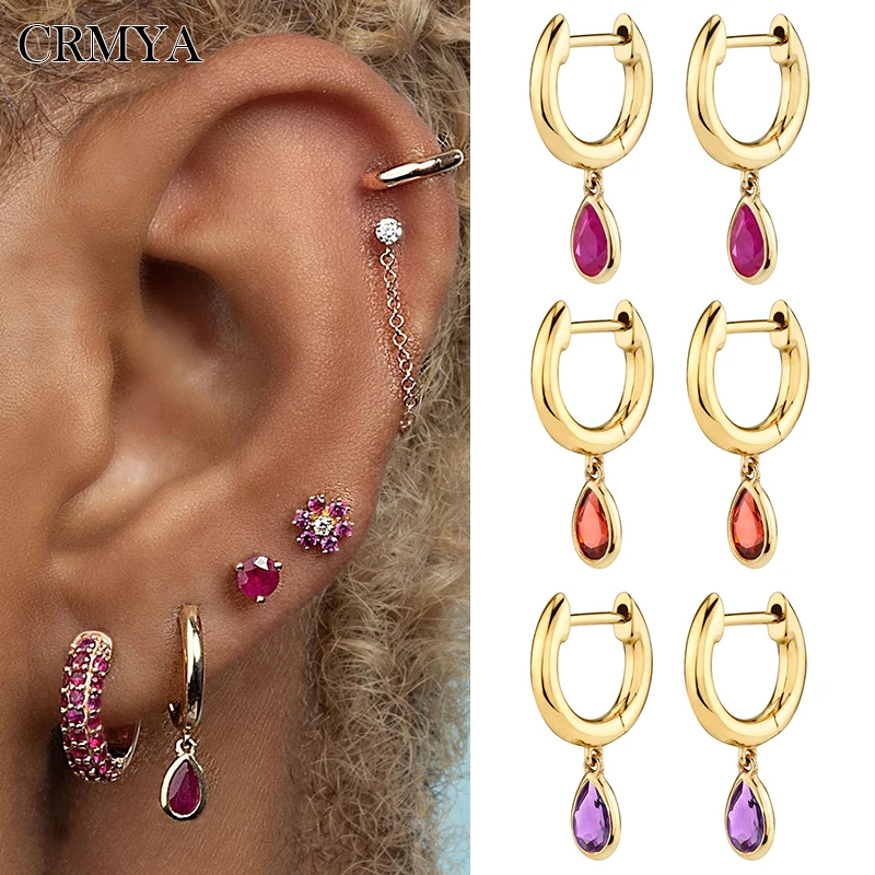 

CRMYA Gold Silver Filled Dangle Earrings For Women Luxury Color CZ Zircon Piercing Women's Drop Earrings 2022 Jewelry Wholesale