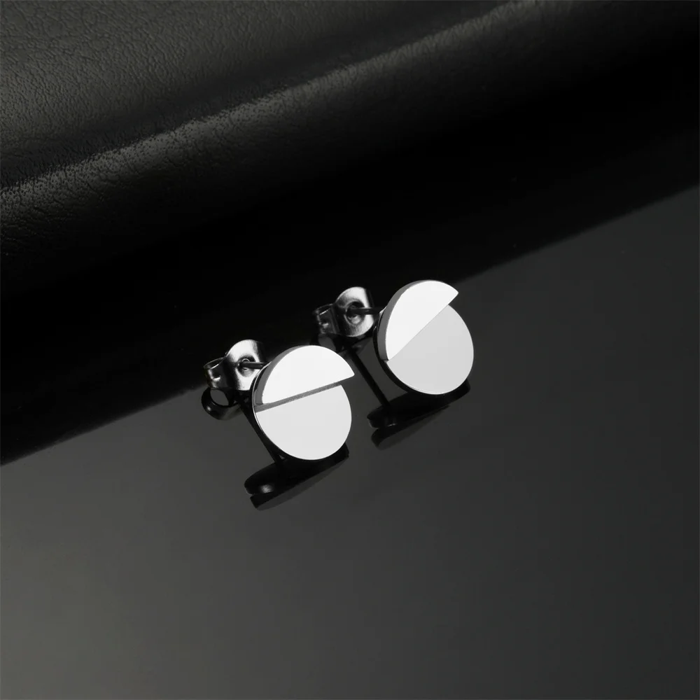 Komplette runde Ohrstecker, Muttertagsgeschenk, zierliche Ohrjacke, Ohrstecker, trendiger, moderner geometrischer Ohrring aus Edelstahl – Detail 8