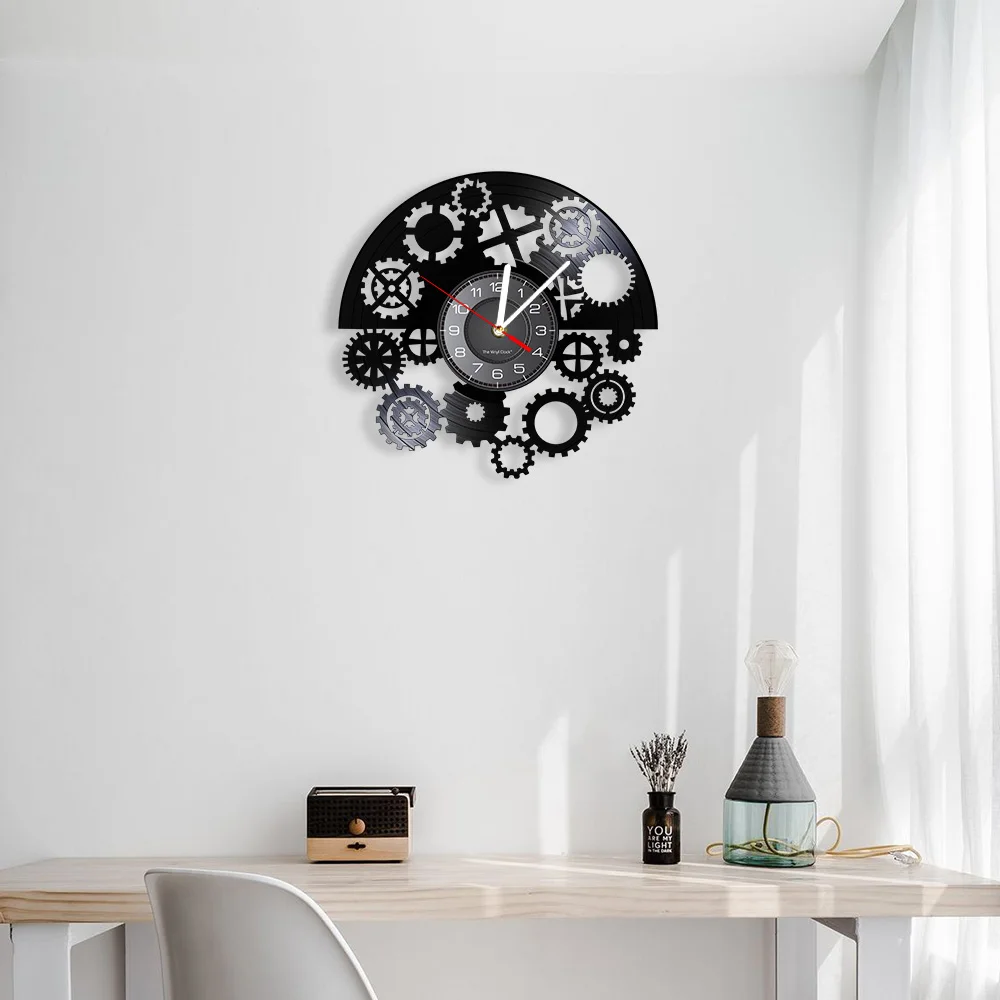 Gear Clock Vinyl Record Wall Art Home Room Steampunk Decor Xmas Gifts Women Men 19213791629 