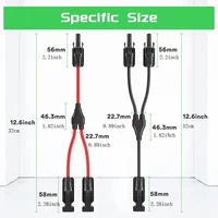 Connecteurs solaires d'alimentation câble de branche en Y 30A, câble solaire adaptateur parallèle en paire pour panneau solaire 1 * M/FF + 1 * F/MM noir rouge alimentation 2