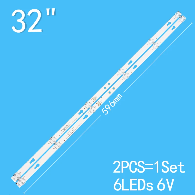 New 2PCS/lot 596mm 6LEDs 6V For 32