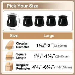 16 - Piece Silicone Chair Leg Protectors with Felt Bottom - 1 Pc (16PCS L)