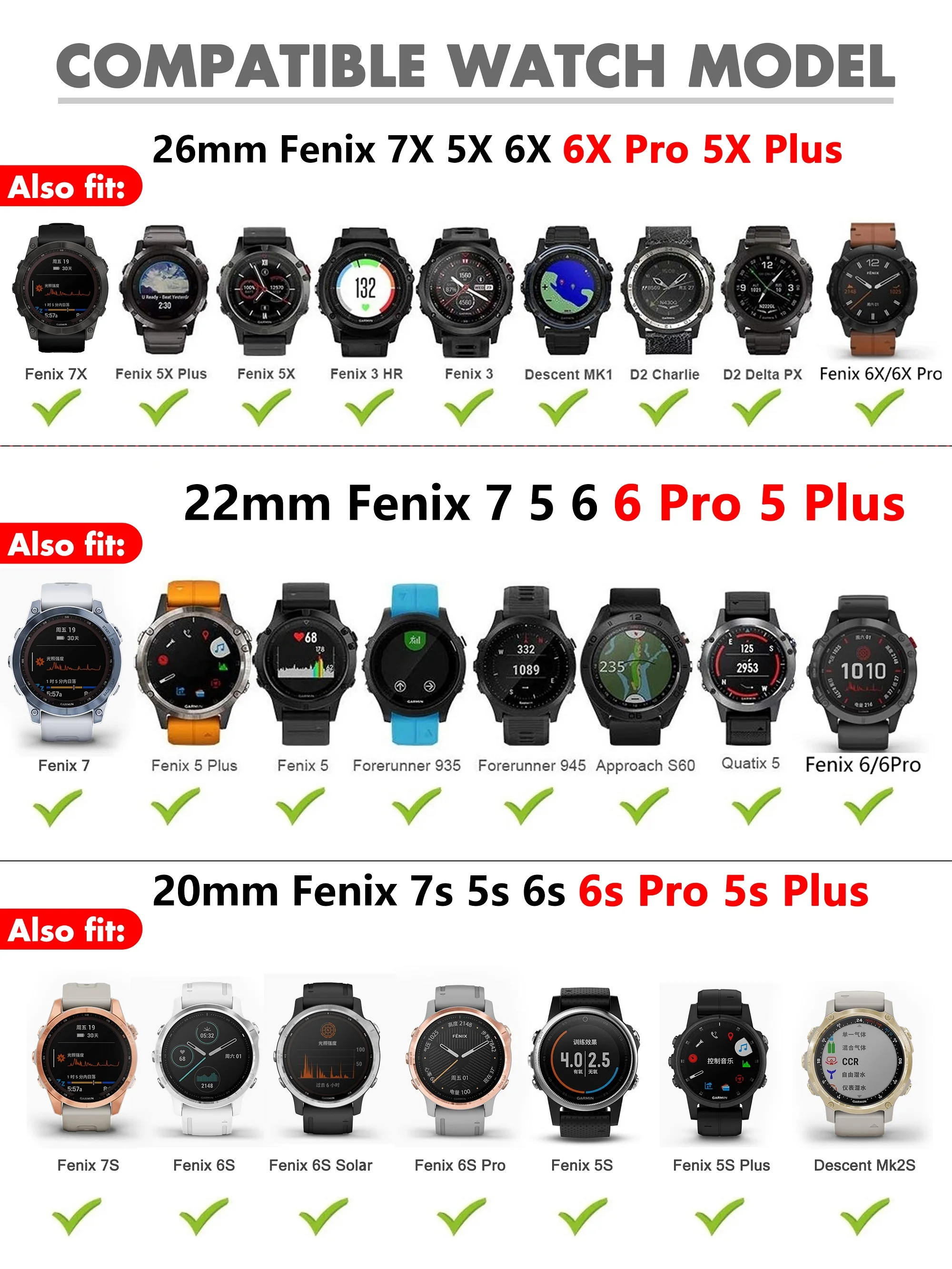 22 20 26mm Quick fit Armband für Garmin Fenix 6x6 6s Pro Silikon Uhren armband für Fenix 7s 7x7 5x5 5s Epix Gen 2 Correa